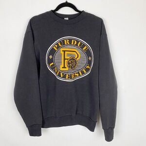 Vintage Medallion Purdue University Graphic Sweatshirt Women XL Faded Black Gold